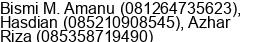 Mobile number of Mr. Bismi M. Amanu, Hasdian, Azhar Riza . at Medan